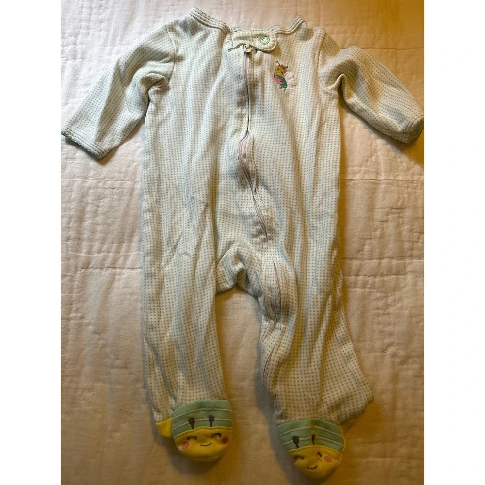 Baby Girl‎ Footed Pajamas Sleepers Bundle of 3 Bunny Floral Infant Clothes - Picture 7 of 8